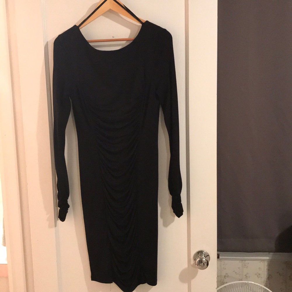 Apart Ruched Black Dress